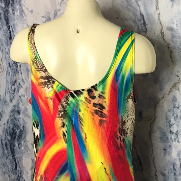 love J t-shirt dress beach tank stretch dress abstract colors XL - Picture 5 of 7